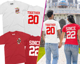Personalised matching King and Queen of hearts T-Shirts Couple's together since Slogan His and Hers Gift Tops